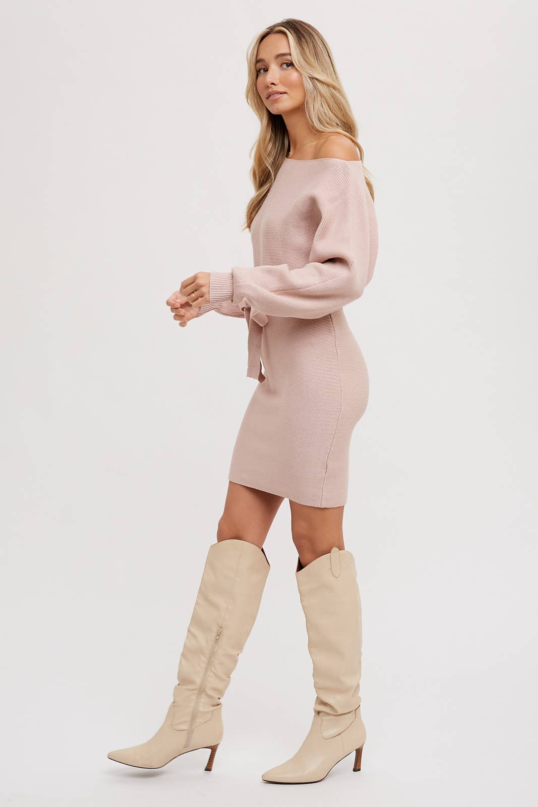 BOATNECK SWEATER DRESS