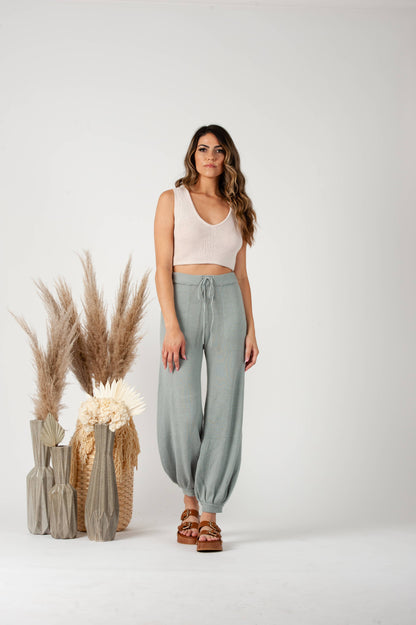 NYT3311-MAIA KNIT BOHO TANK-OYSTER: XS