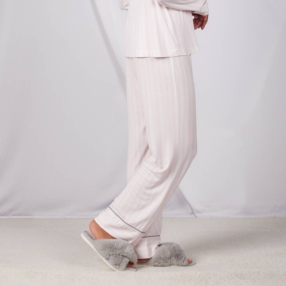 Faceplant Bamboo® Lucy Long Pants: Pink Stripe / Large