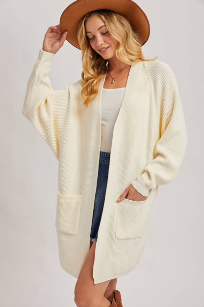 OPEN FRONT BATWING SLEEVE CARDIGAN