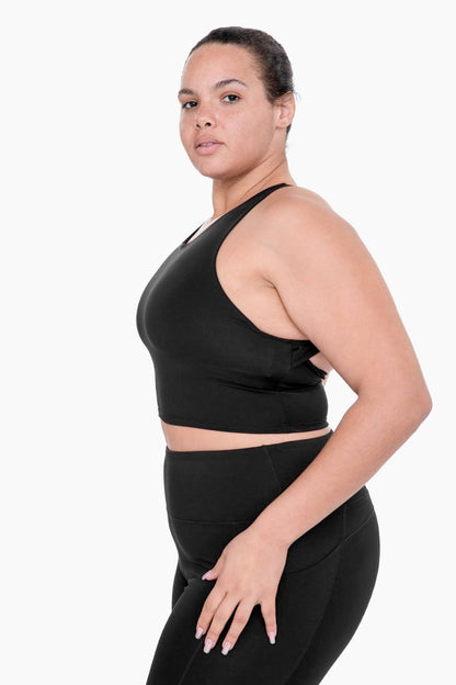 CURVY Strap Back Cropped Top with Built-In Sports Bra: DUSTY CORAL / XL:1XL:2XL:3XL (2:2:1:1)