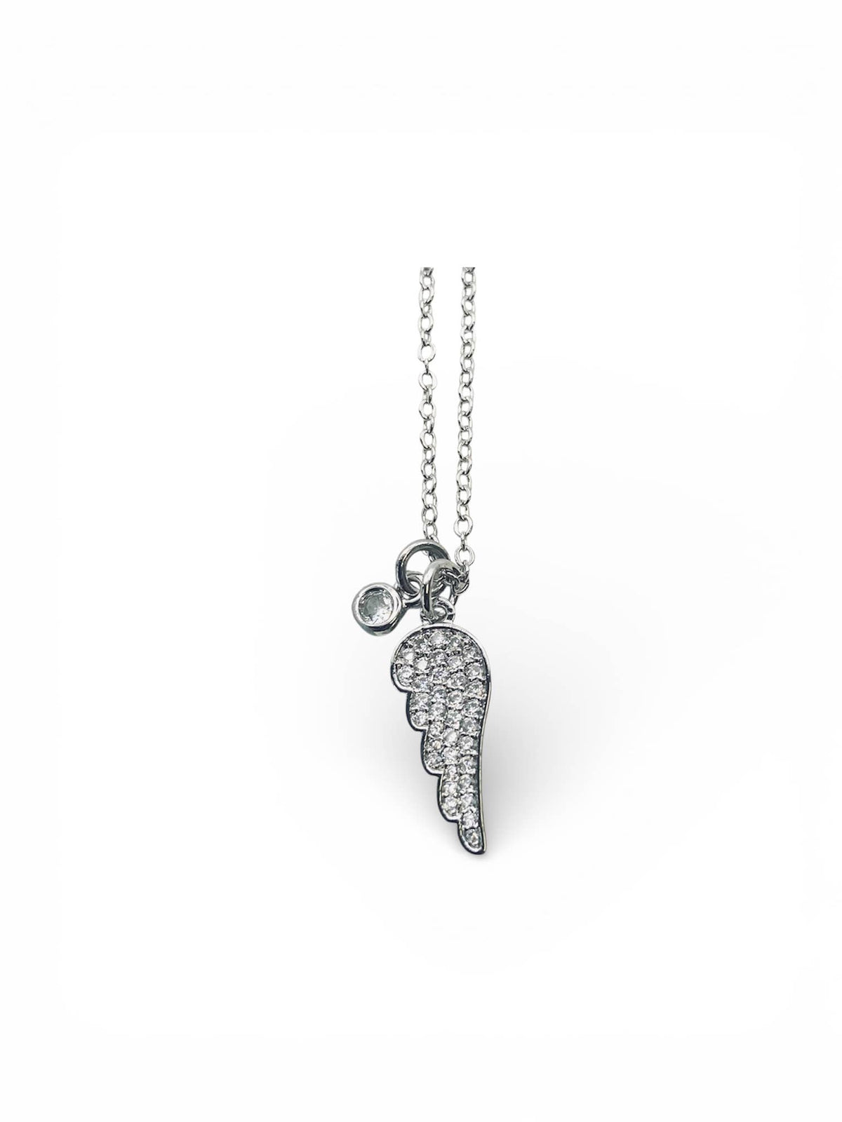 Pave angel charm cluster necklace 