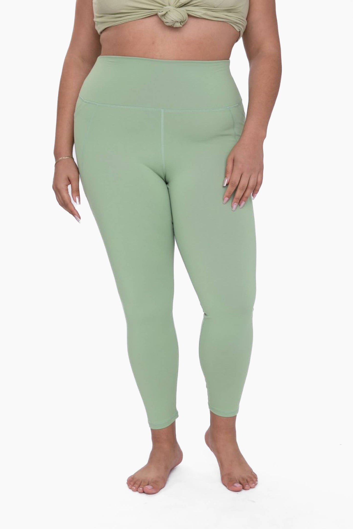 CURVY Tapered HEATHER GREY / XL:1XL:2XL:3XL Band Essential Solid Highwaist Leggings:  (2:2:1:1)