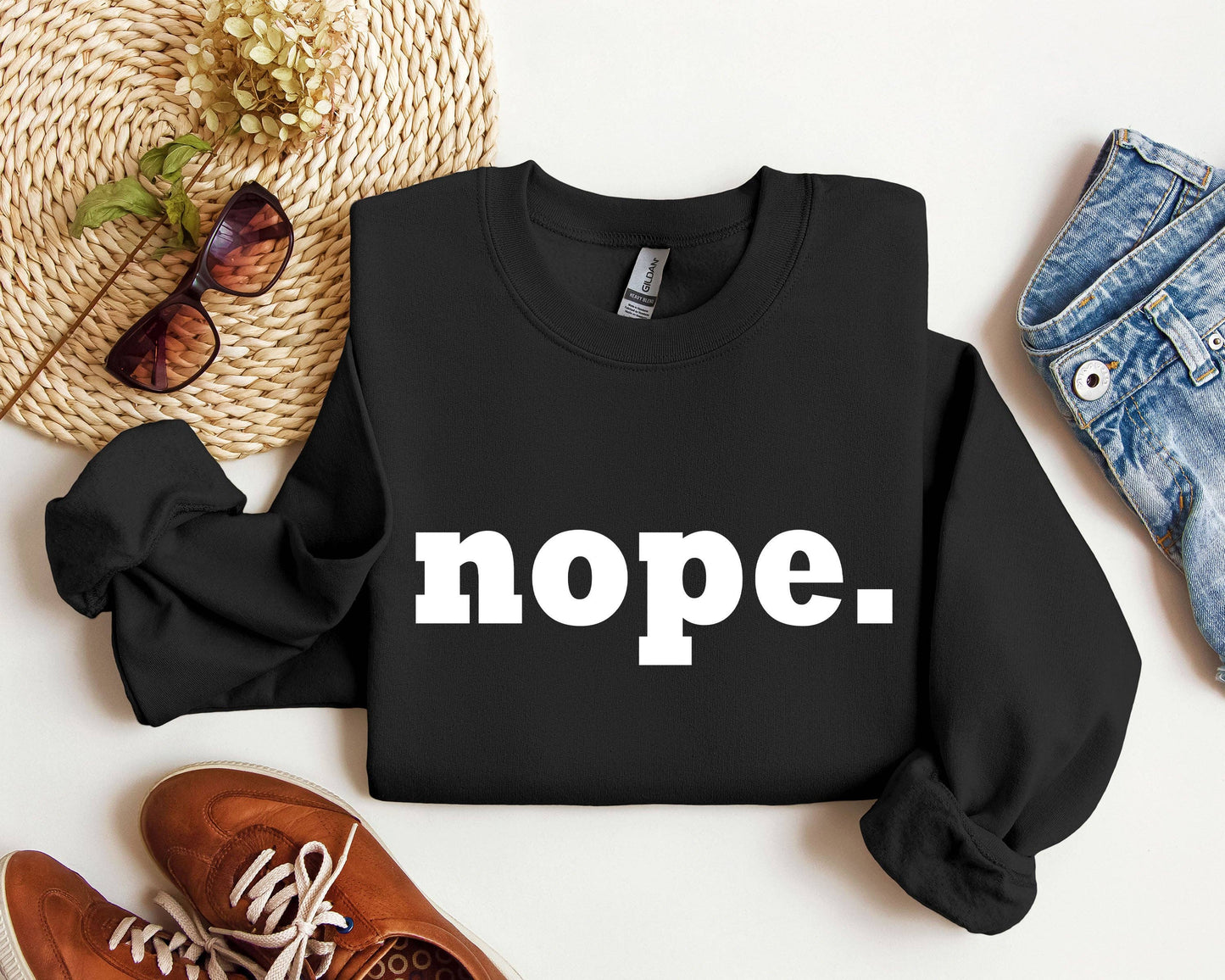 Nope Funny Sweatshirt, Sarcastic College Sweatshirt