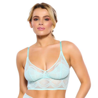 140103 Finesse Super Stretchy Lace Cami Bralette - Blue Light: S/M / Blue Light (BUL)