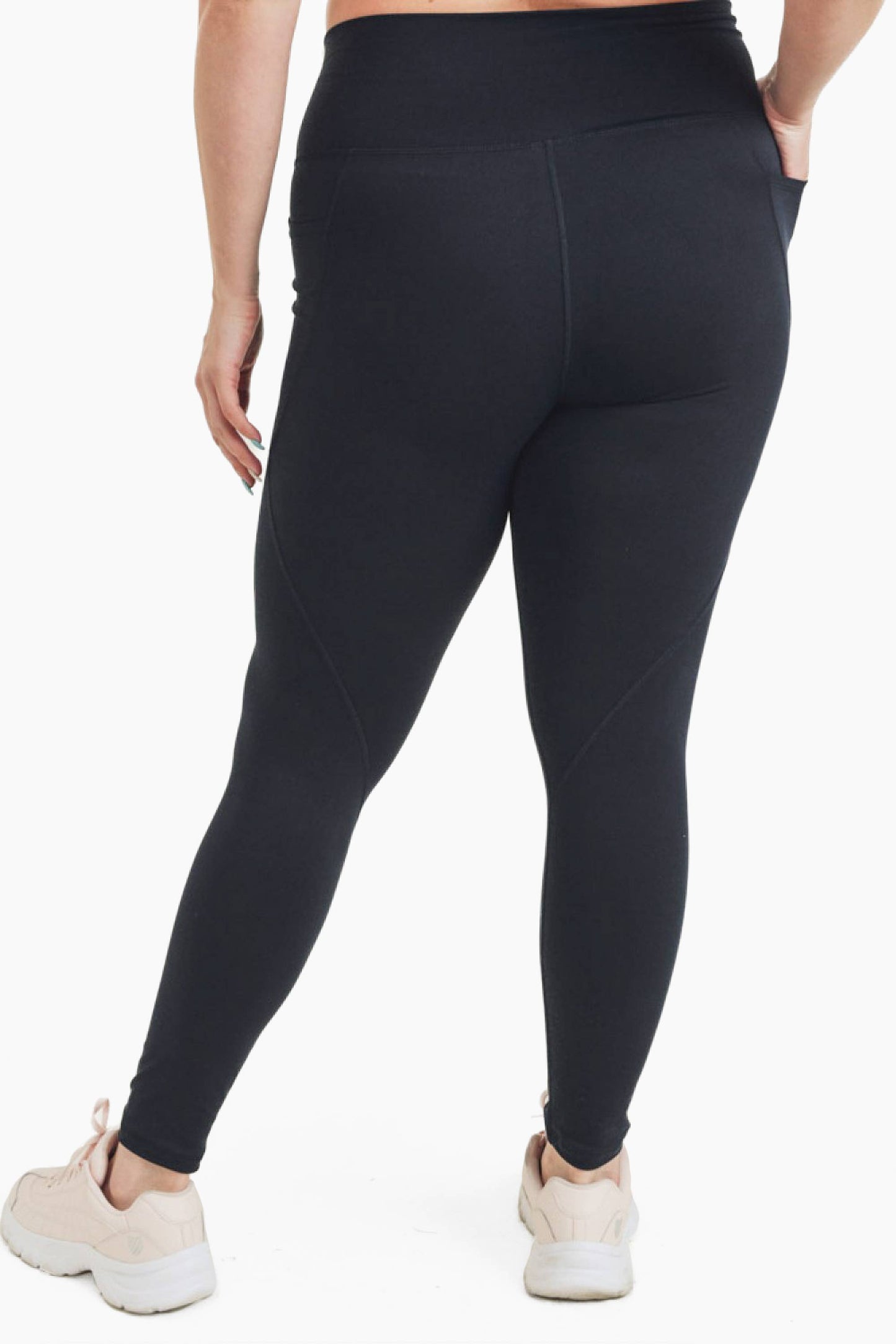 CURVY Tapered HEATHER GREY / XL:1XL:2XL:3XL Band Essential Solid Highwaist Leggings:  (2:2:1:1)