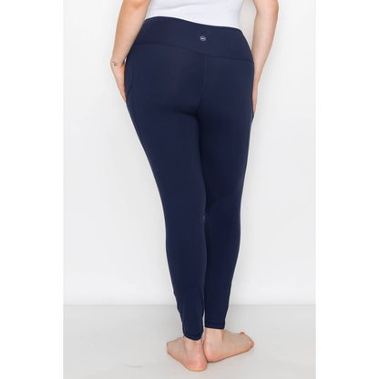 PLUS SIZE SIDE POCKET ACTIVE LEGGINGS: Navy / 2X