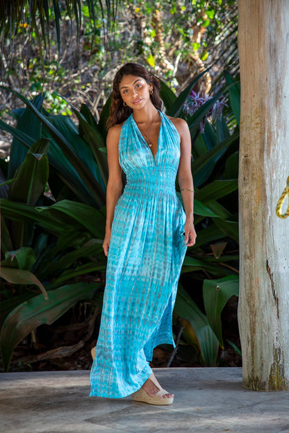 Convertible Tammy Dress in Sophia Loren Turquoise OS fits XS: Sophia Loren Turquoise