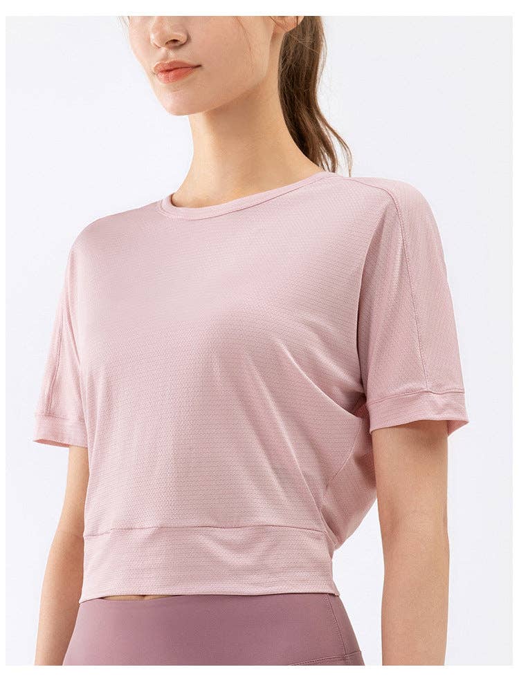 Open Triangle Twist Knot Back Tee: Light Purple / Large-8-10