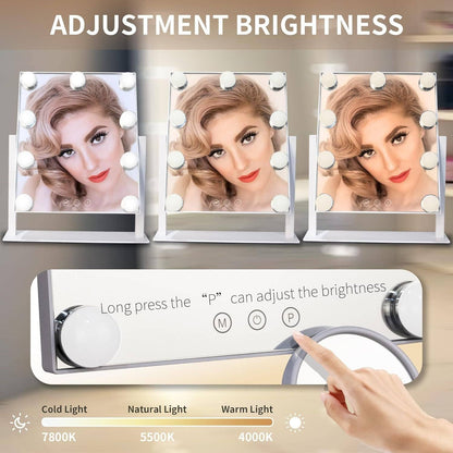Rechargeable Vanity Mirror With Lights 10X Magnifier