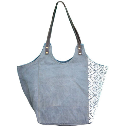 Blue Canvas With Fur Star Tote