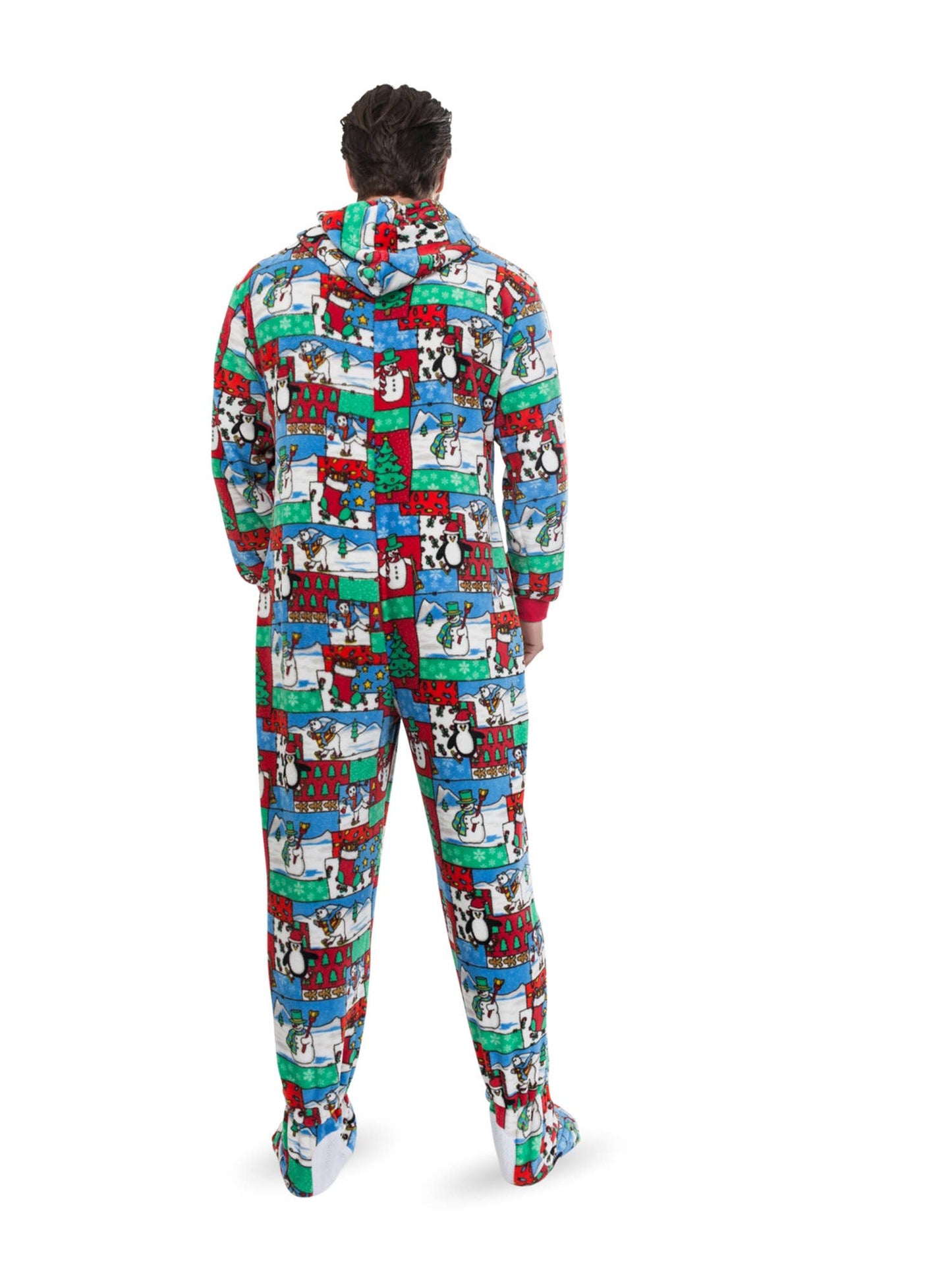 Winter Fun Christmas Adult Footed Pajamas with Hood: XS / Yes