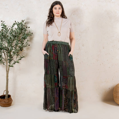 Retro Revival: Long Flared Patchwork Pants