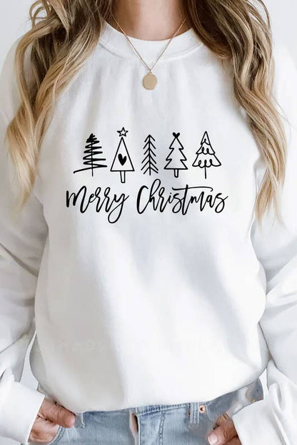 Merry Christmas, Christmas, PLUS Unisex Crewneck Fleece Sweatshirts: Charcoal / XL