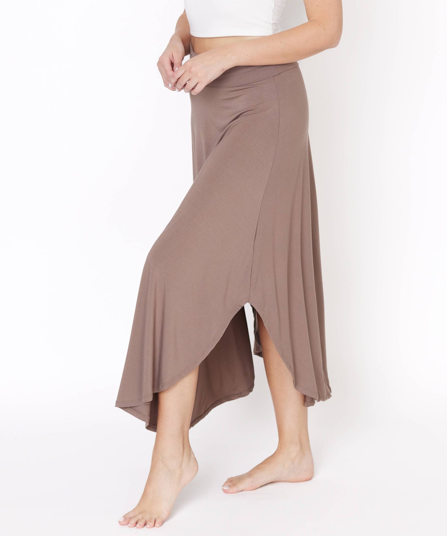 BAMBOO BAND WAIST MAXI SKIRT