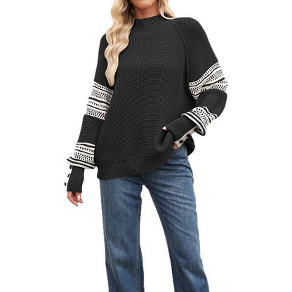 Women’s Half Turtleneck Knit Pullover Sweater_CWOSWL07173