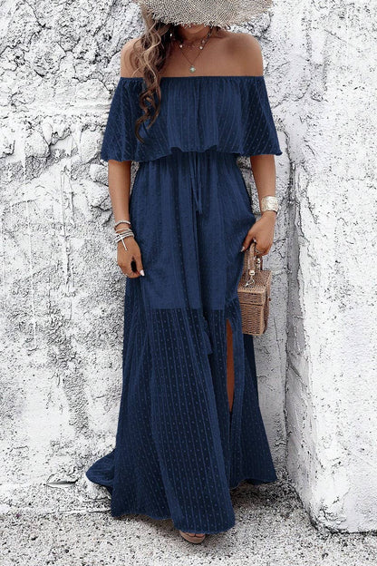 CWDMD02634_ELEGANT POLKA DOT OFF-SHOULDER MAXI DRESS