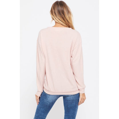 Christmas print long sleeve soft sweatshirt