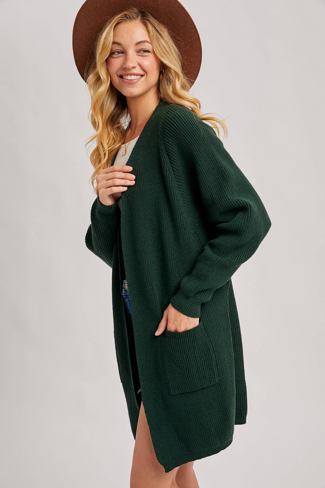 OPEN FRONT BATWING SLEEVE CARDIGAN