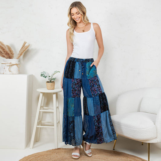 Retro Revival: Long Flared Patchwork Pants