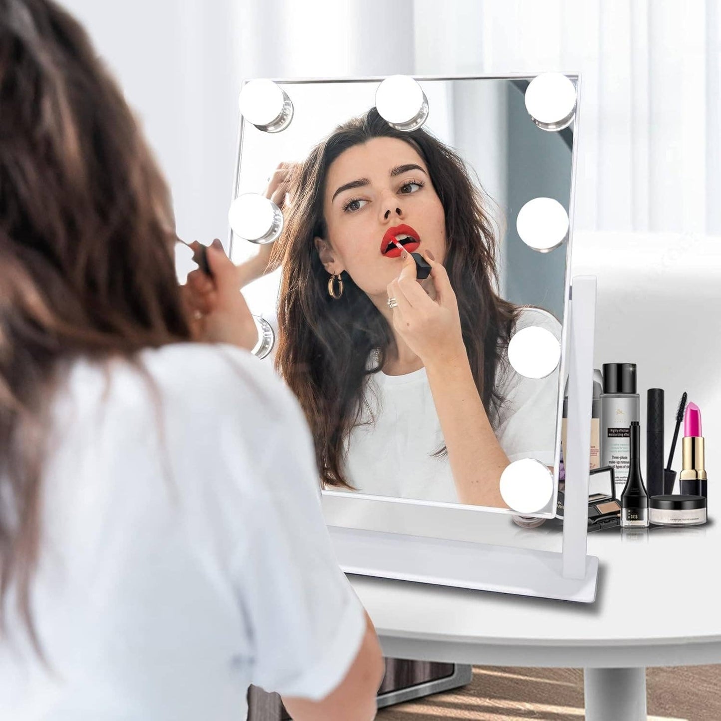 Rechargeable Vanity Mirror With Lights 10X Magnifier
