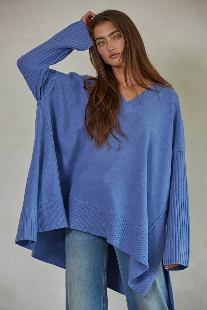 W1545 | Knit Sweater Polyester V-Neck Long Sleeve Pullover