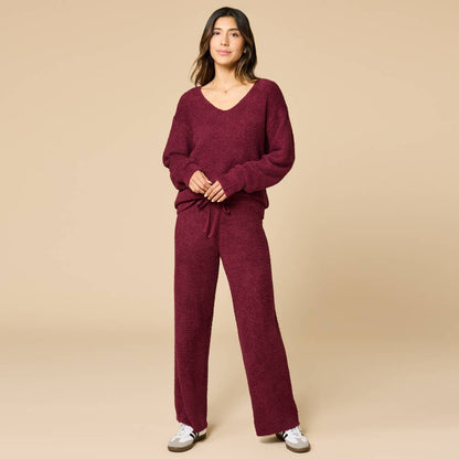 Solid Marshmallow V-Neck Lounge Set