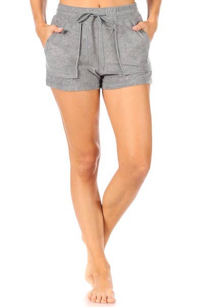 Grey / Medium Soft Towel Terry Shirred Shorts casual: