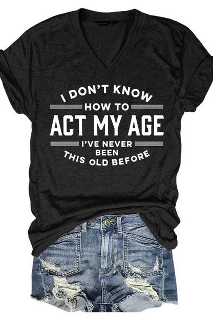 CWTTS1066_LETTER PRINT V NECK SHORT SLEEVED T SHIRT