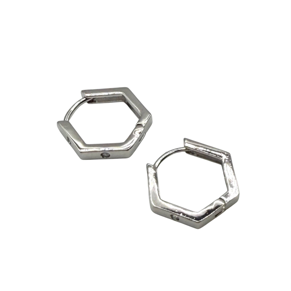 Hexagon Huggie hoops