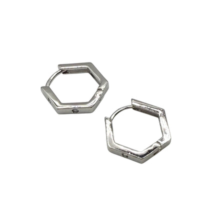 Hexagon Huggie hoops
