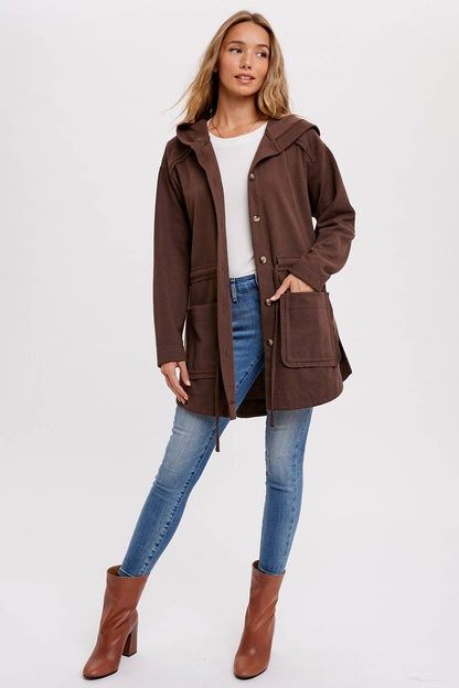 BUTTON FRONT HOODIE JACKET