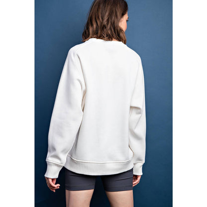 FRENCH TERRY RIBBED MOCK NECK PULLOVER: Sky Blue / M