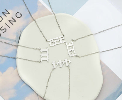 Silver Angel Number Necklace, sku#Y722