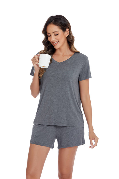 Bamboo Viscose V Neck Short Sleeve Pajama Set