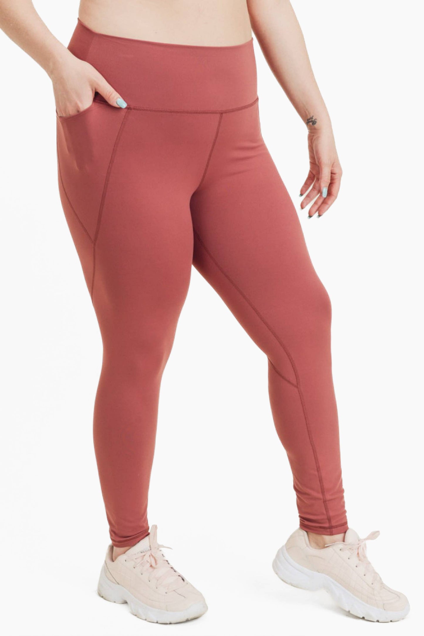 CURVY Tapered  BLACK / XL:1XL:2XL:3XL Band Essential Solid Highwaist Leggings: (2:2:1:1)