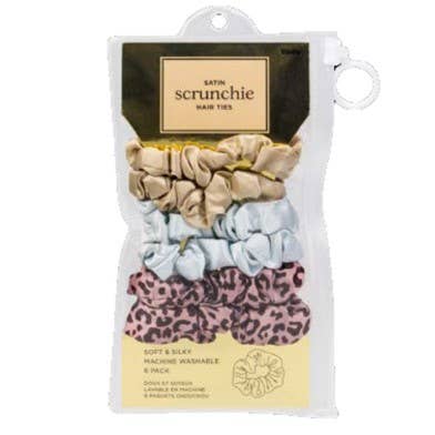 Lindo Satin Scrunchie Hair Ties (6pcs/set) - Small Size: Solid