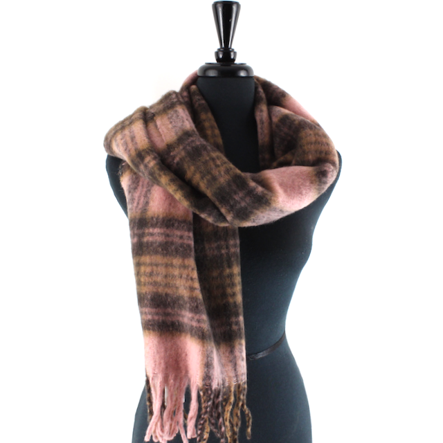 S24164 Wide Fuzzy Plaid Scarf