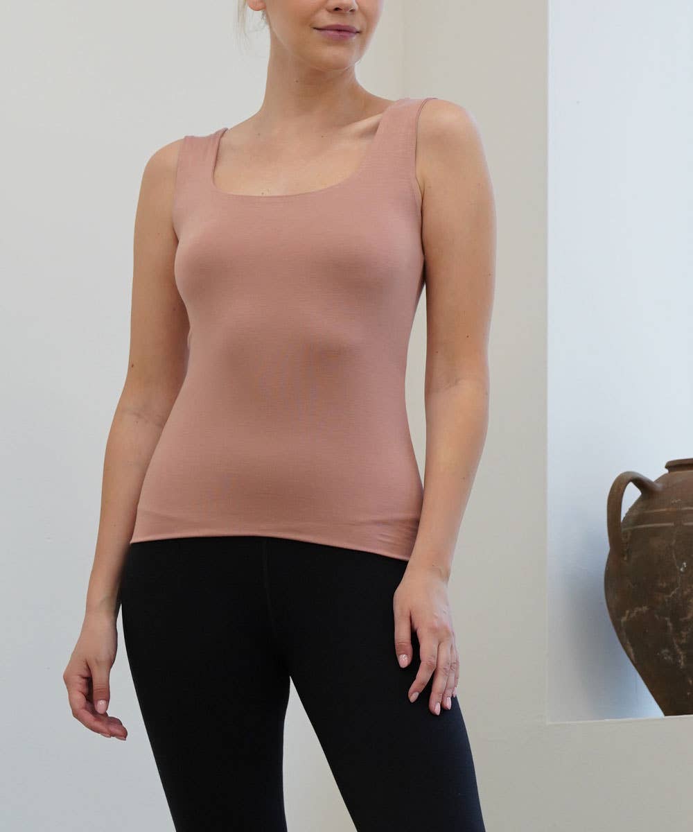 BAMBOO DOUBLE LAYERED TANK: DULL GREY / MEDIUM