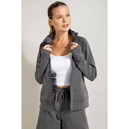 PONTI JACKET WITH POCKET: Charcoal / M