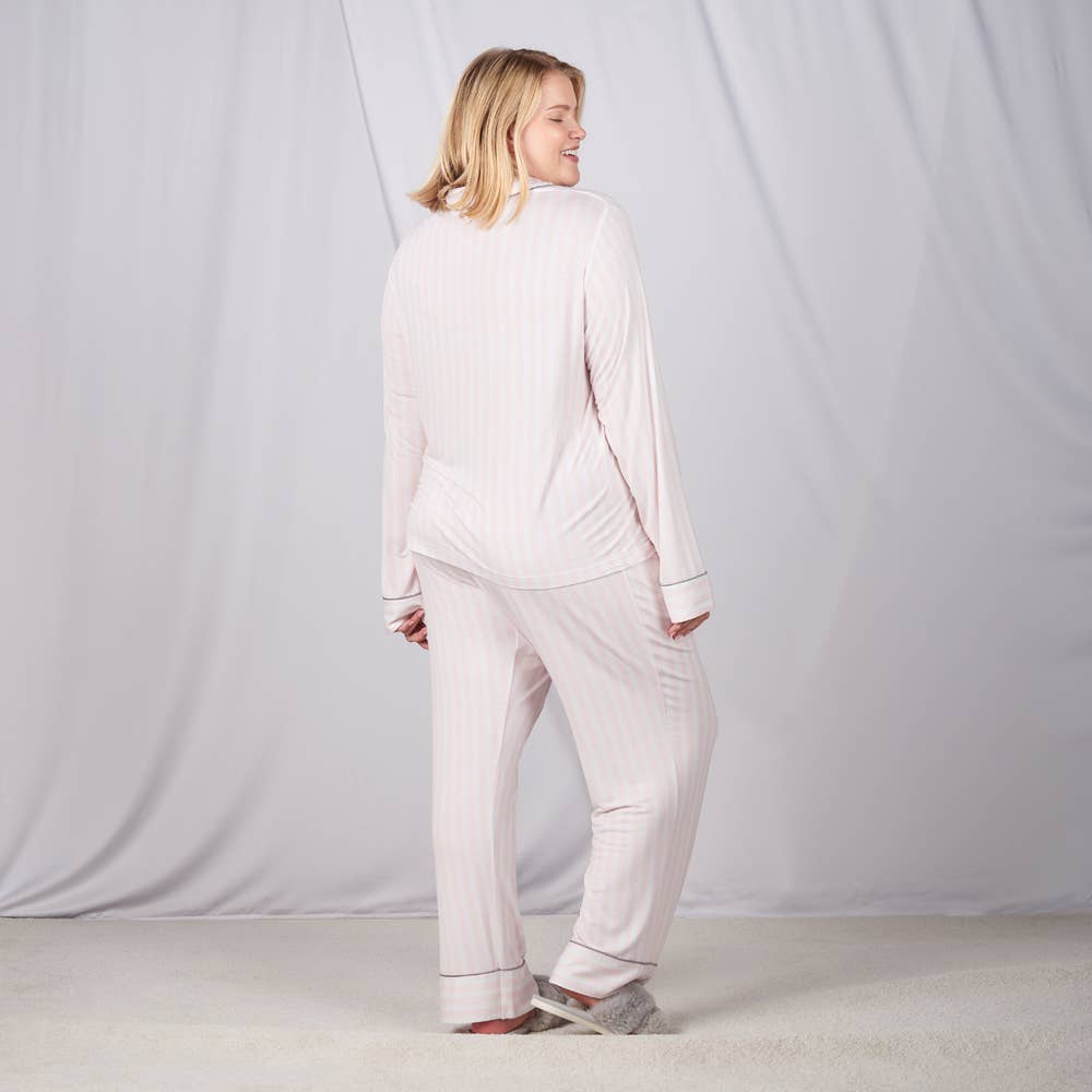 Faceplant Bamboo® Lucy Long Pants: Pink Stripe / X-Large