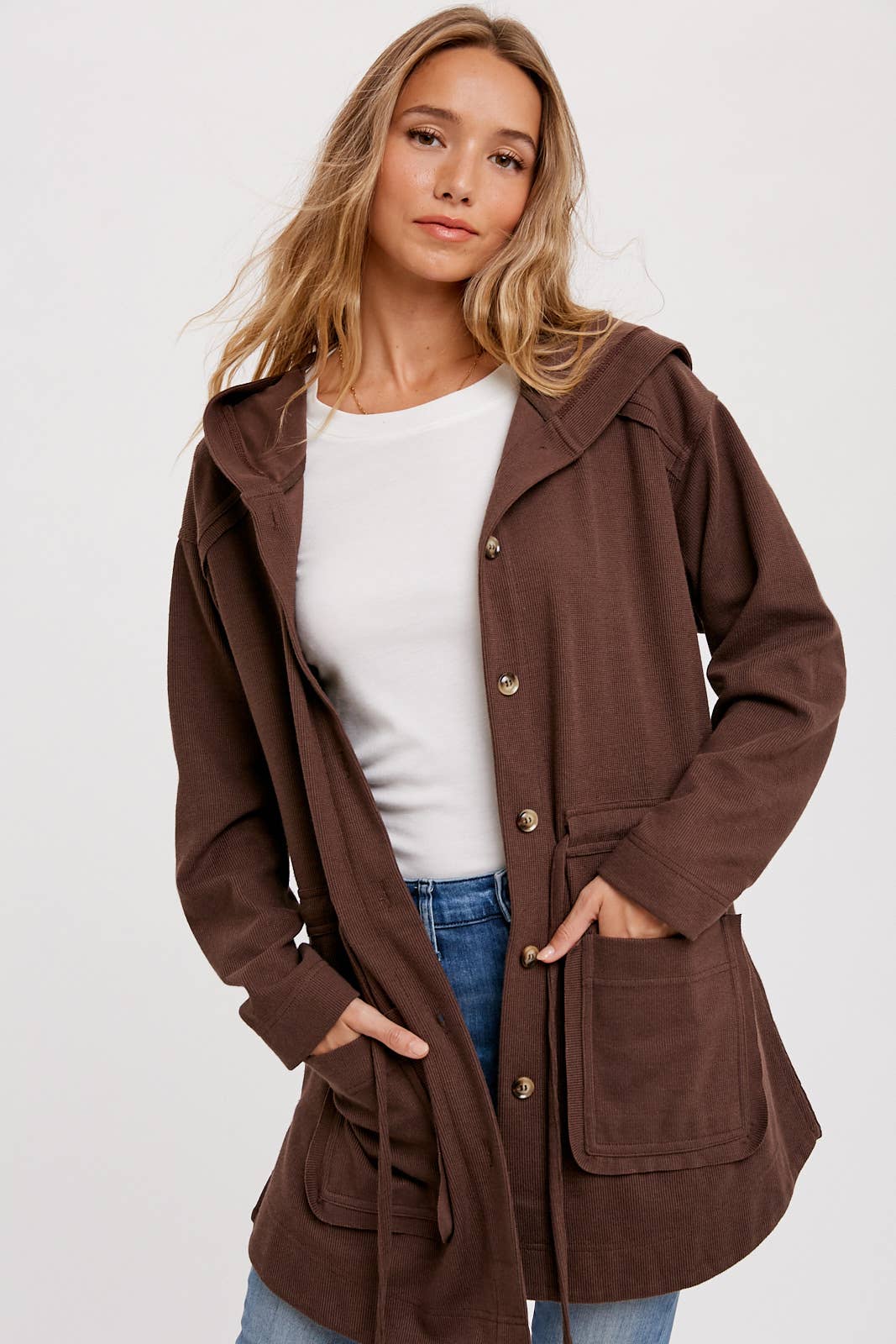 BUTTON FRONT HOODIE JACKET