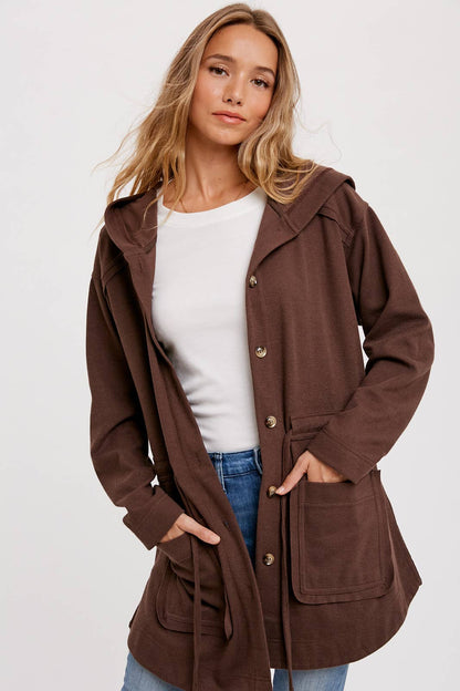 BUTTON FRONT HOODIE JACKET
