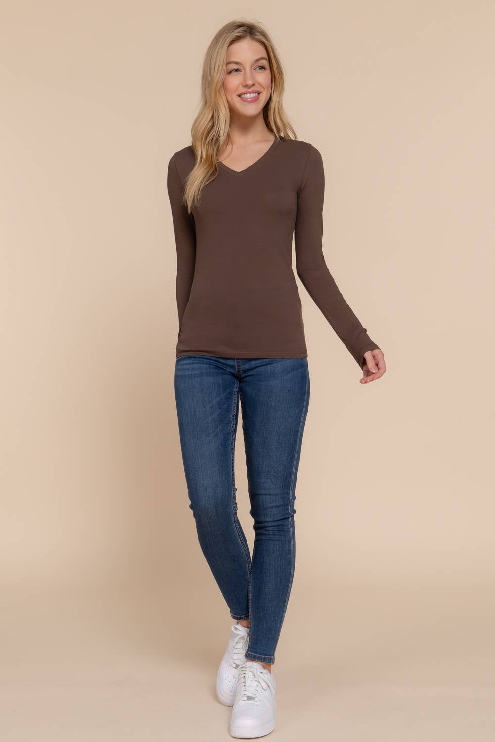 Long Sleeve V-neck Top