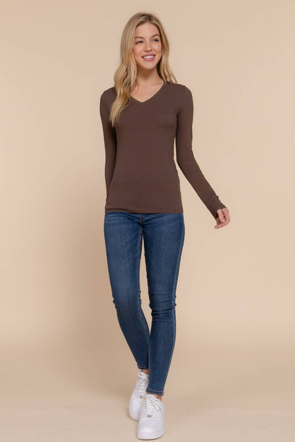 Long Sleeve V-neck Top