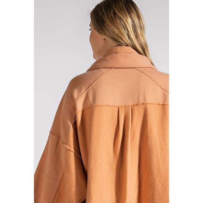 COTTON FRENCH TERRY MINERAL WASHED JACKET: Olive / L