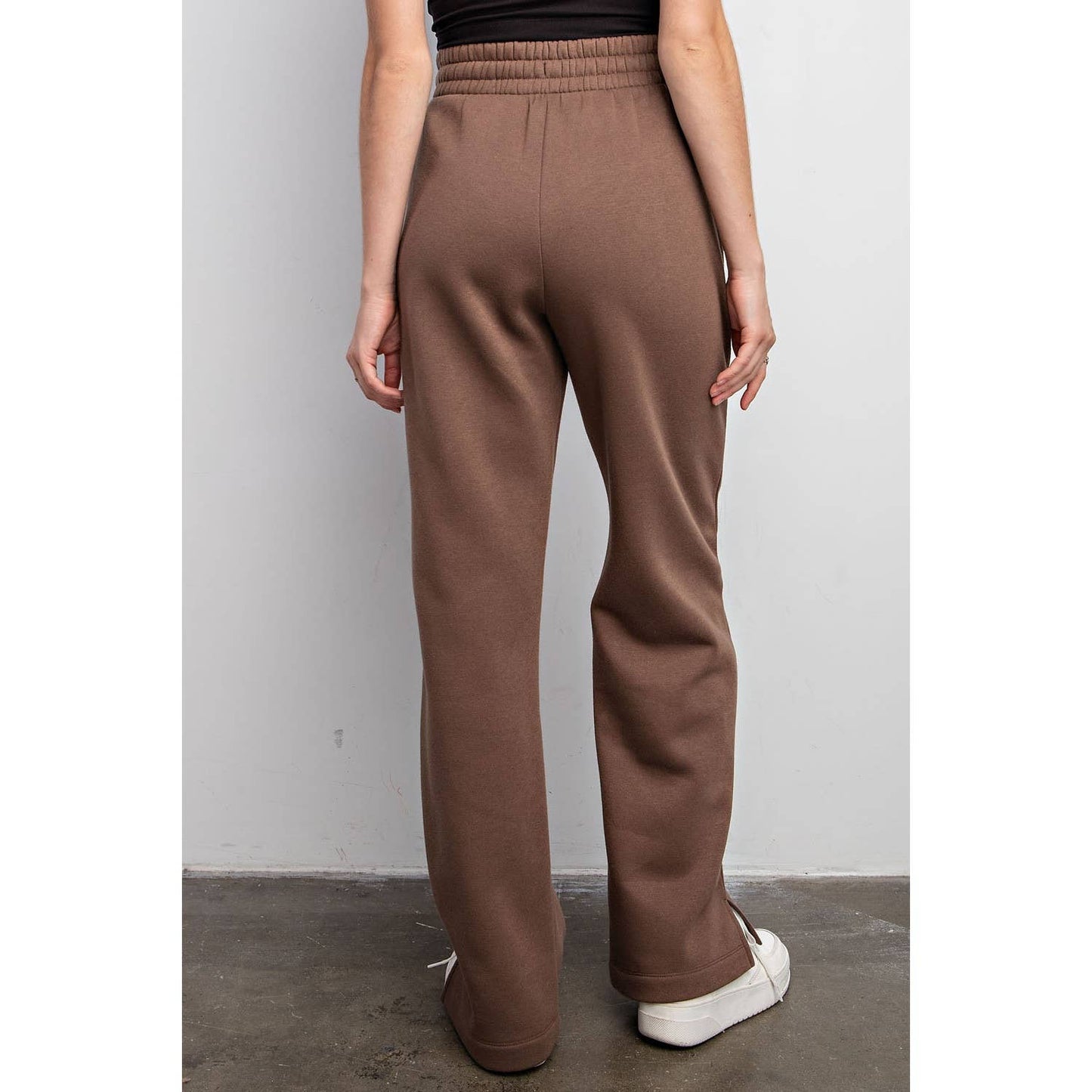 FRENCH TERRY STRAIGHT LEG PANTS: Charcoal / M