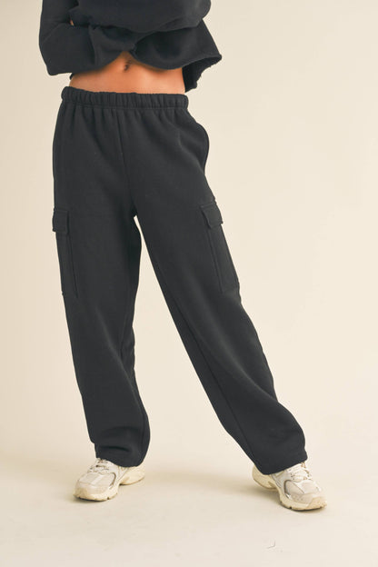 CARGO POCKET SWEATPANTS: BLACK / M P3135ST