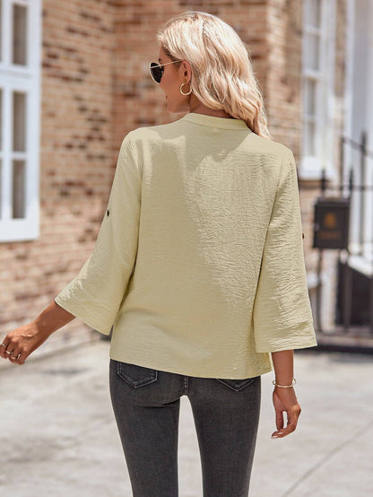 SN18 Sweetkama Ladies V-neck Hemming Daily Shirt: Green / M