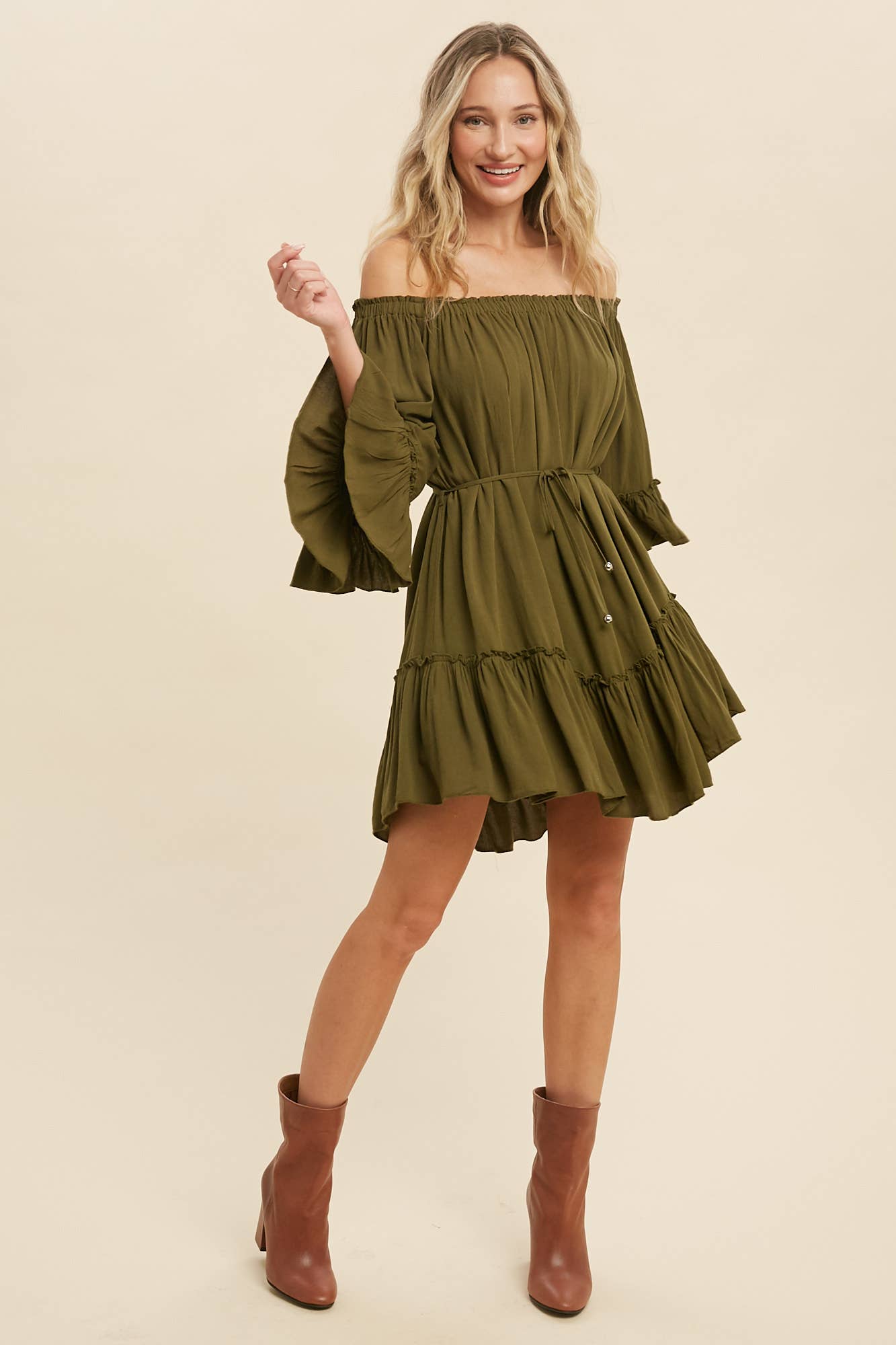 RUFFLED SOLID BOHO DRESS: ORCHID / M